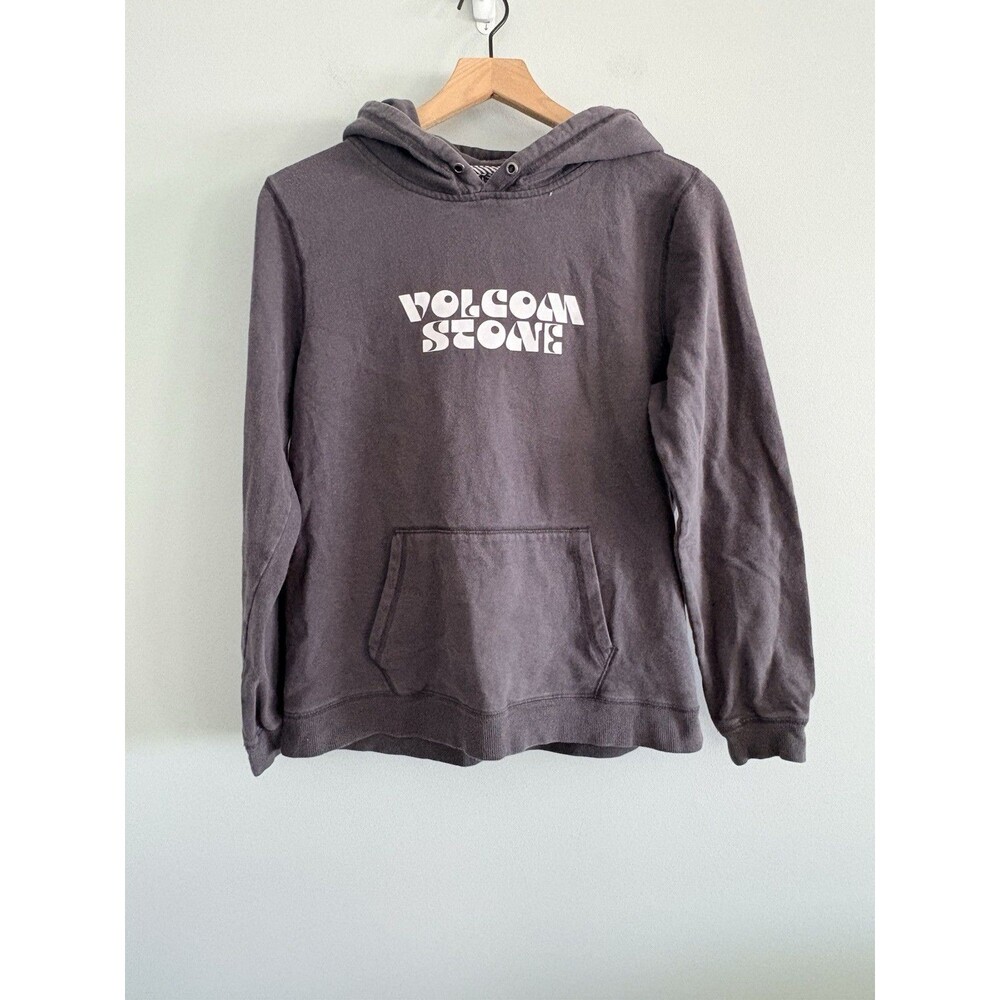 Volcom Tuely Deal Hoodie Sweatshirt Vintage Black Potted Plant with Eyes Pockets